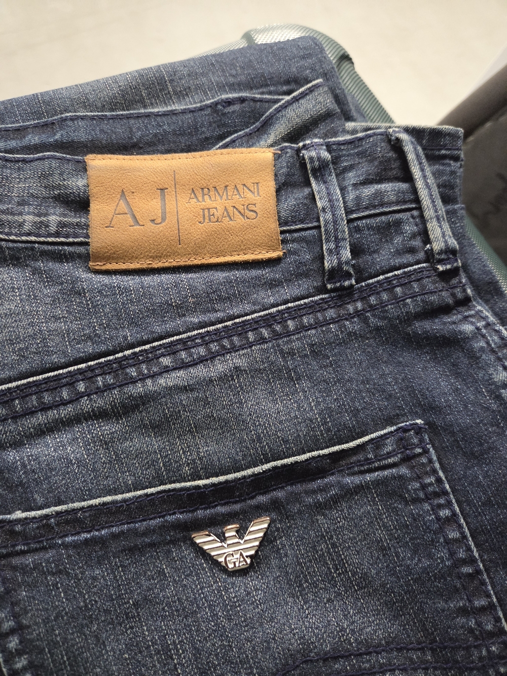 Armani Jeans Men's Dark Blue Slim Denim Jeans Eagle Logo